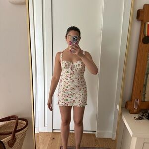 For Love And Lemons Cream Bodycon Mini Dress